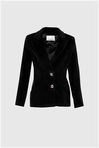 GIZIA - Metal Düğmeli Kaşe Kumaş Siyah Blazer Ceket