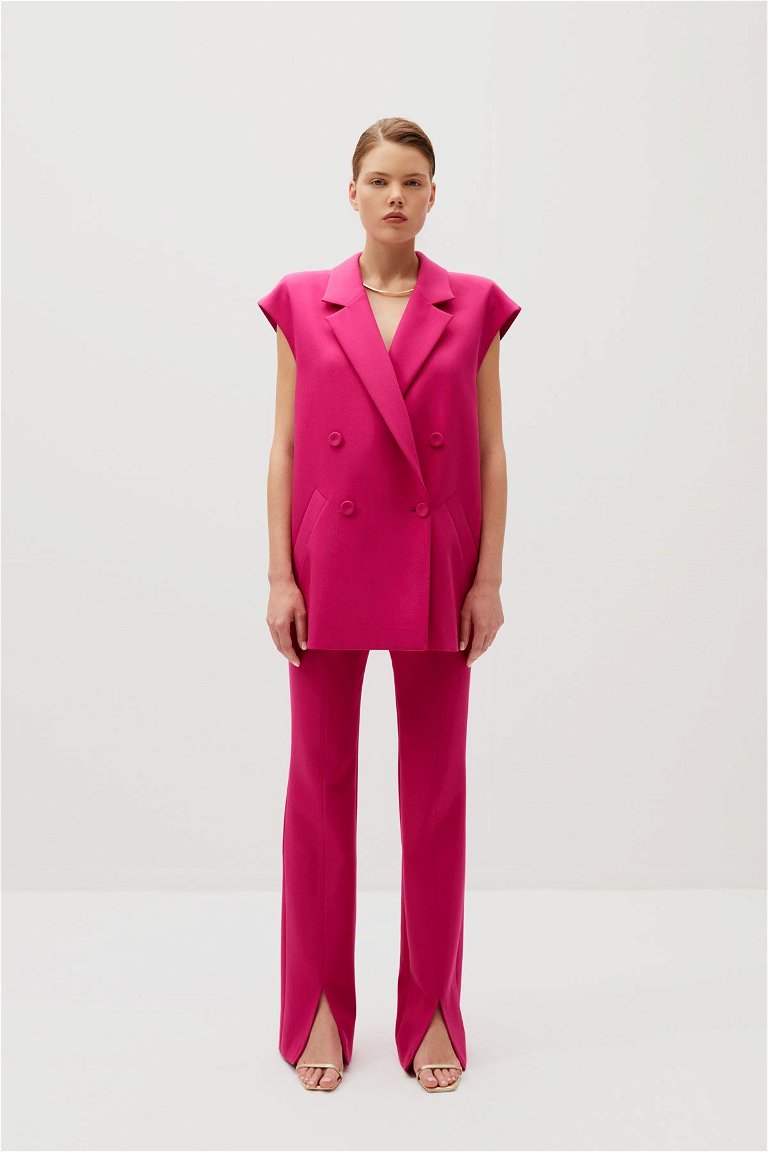 GIZIAGATE - Front Leg Slit Detailed Pink Trousers