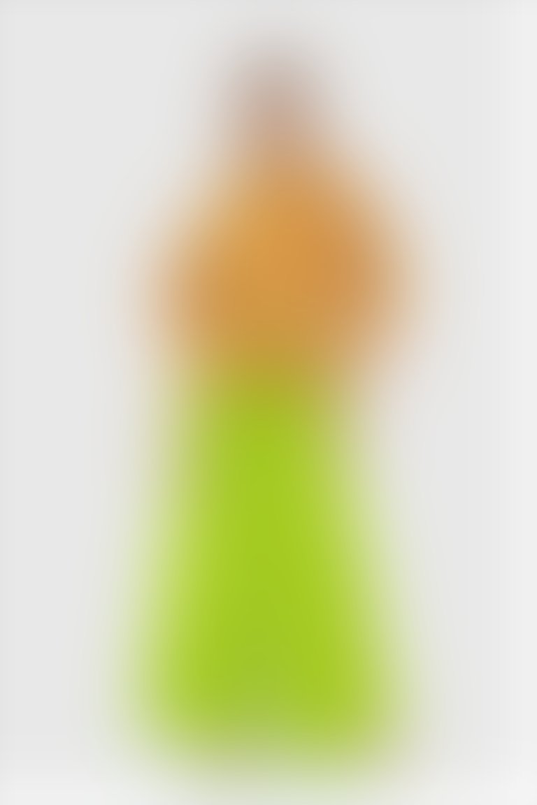 Minik Dantel Şeritli Büzgülü Düşük Kollu Poplin Turuncu Bluz