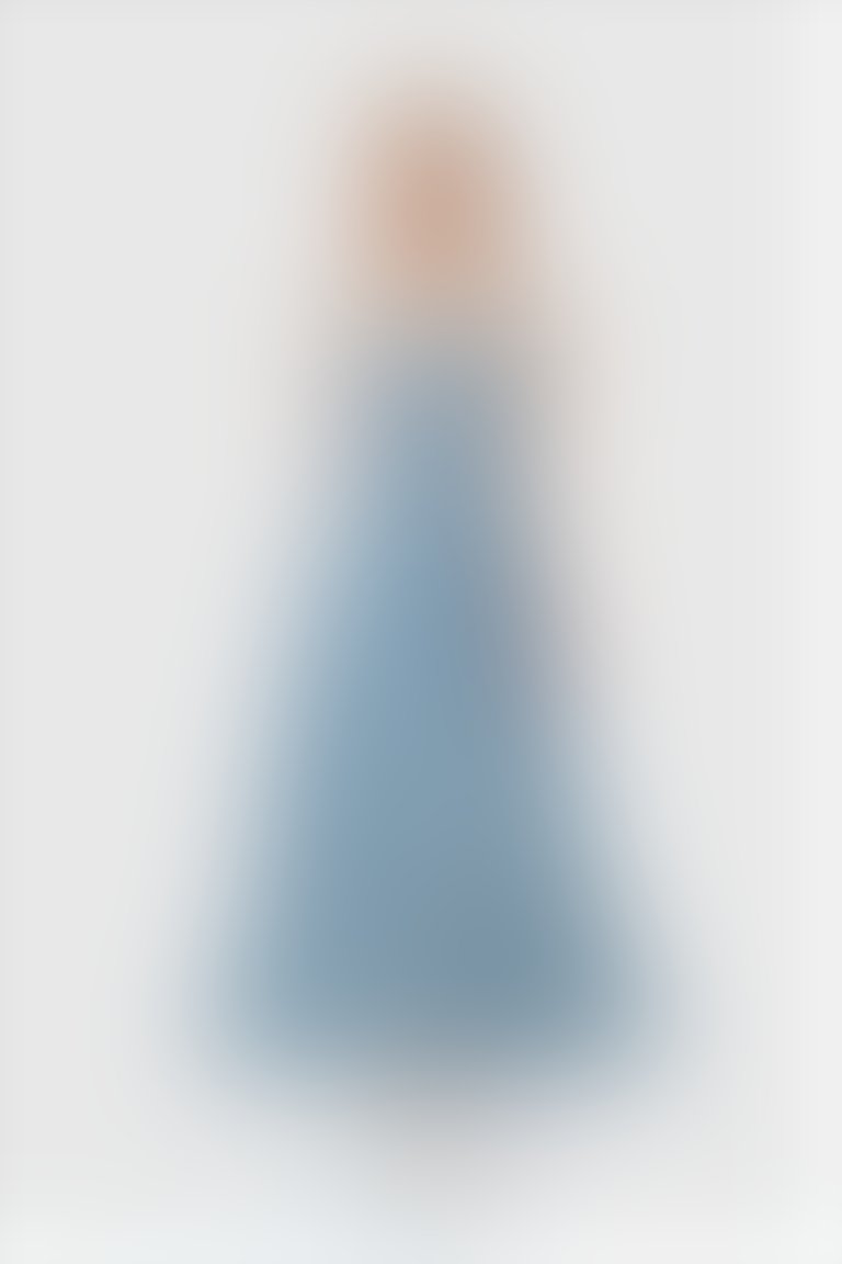 Askılı Nakış Aplike Detaylı Lacivert Elbise