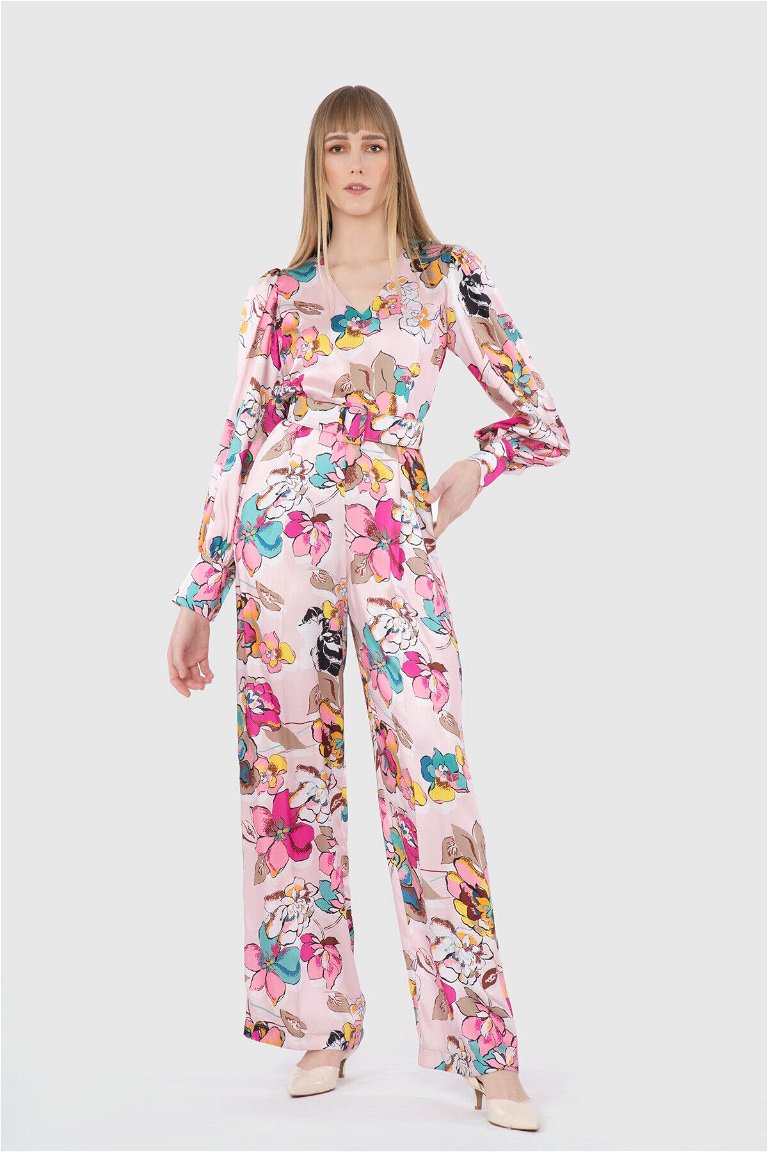 GIZIA - Floral Patterned Belted Jumpsuit