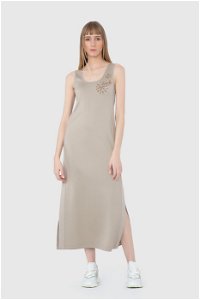 GIZIA SPORT - Stripe Detailed 2 Thread Long Beige Dress