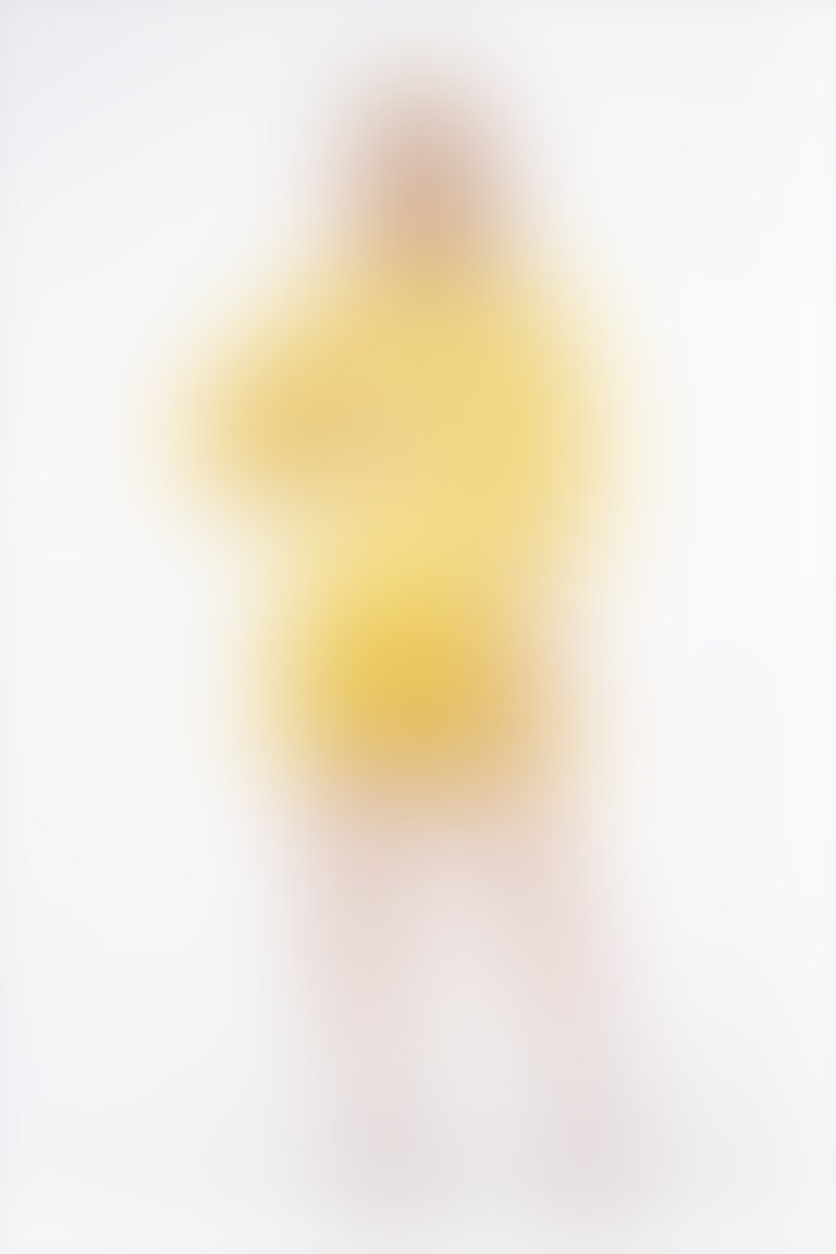 Pleat Detailed Polka Dot Patterned Mini Casual Yellow Dress