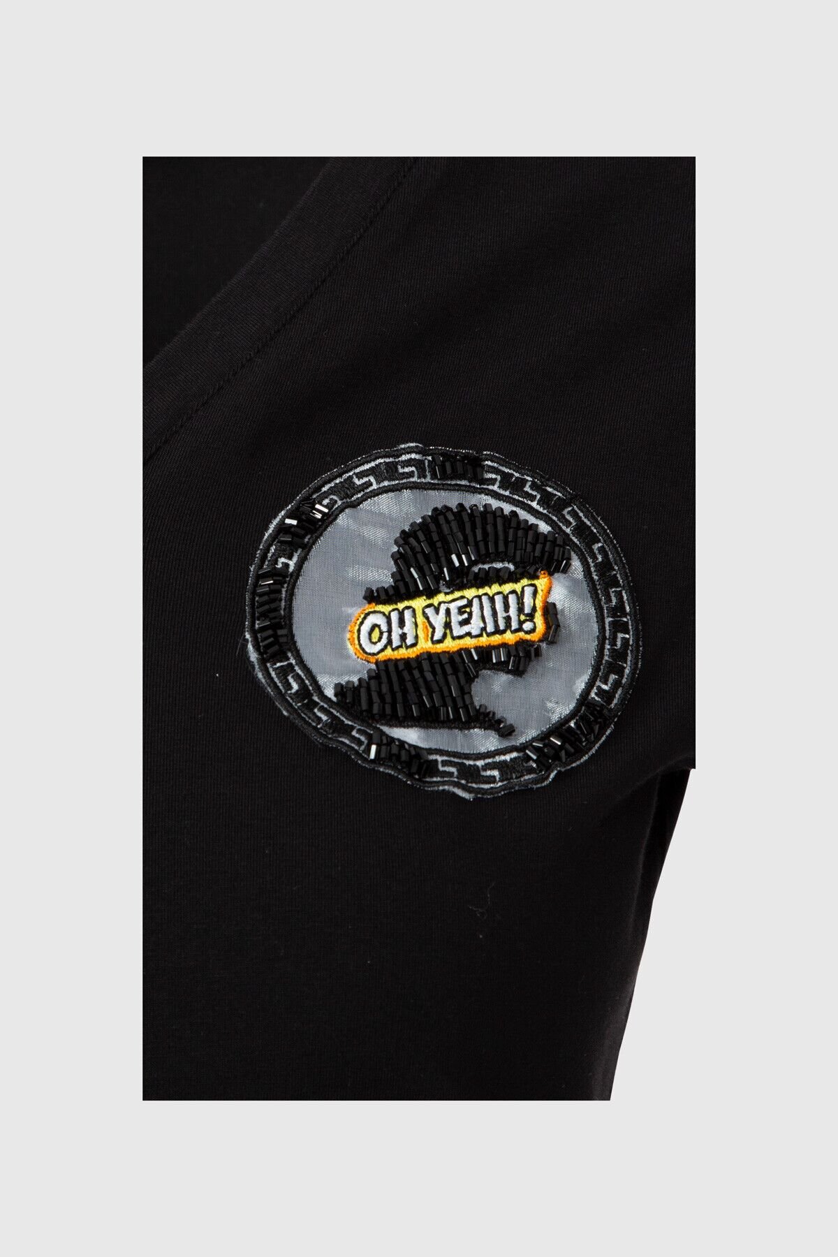 Nakış Logo Detaylı Siyah T-Shirt