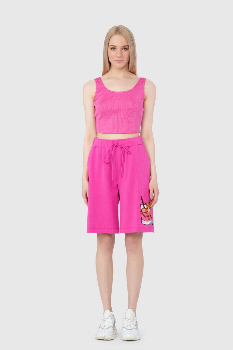  GIZIA SPORT - Embroidery Detailed Bermuda Pink Shorts