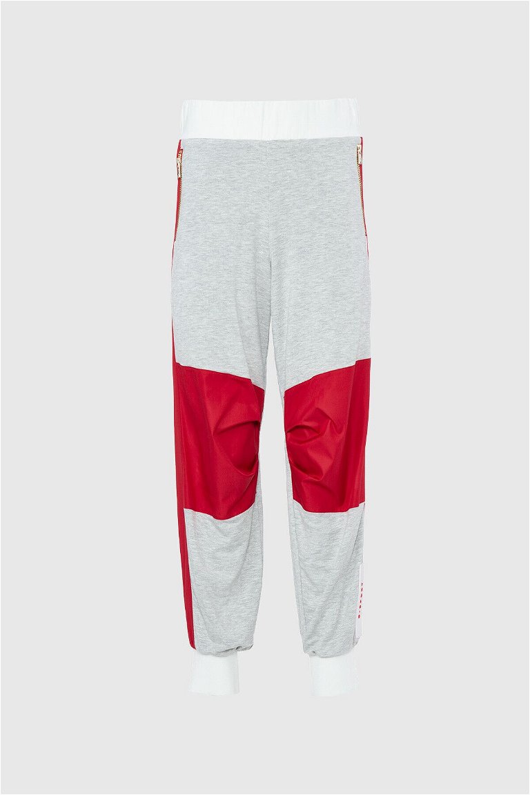  GIZIA SPORT - Kontrast Garnili Fermuar Detaylı Kırmızı Jogger Pantolon