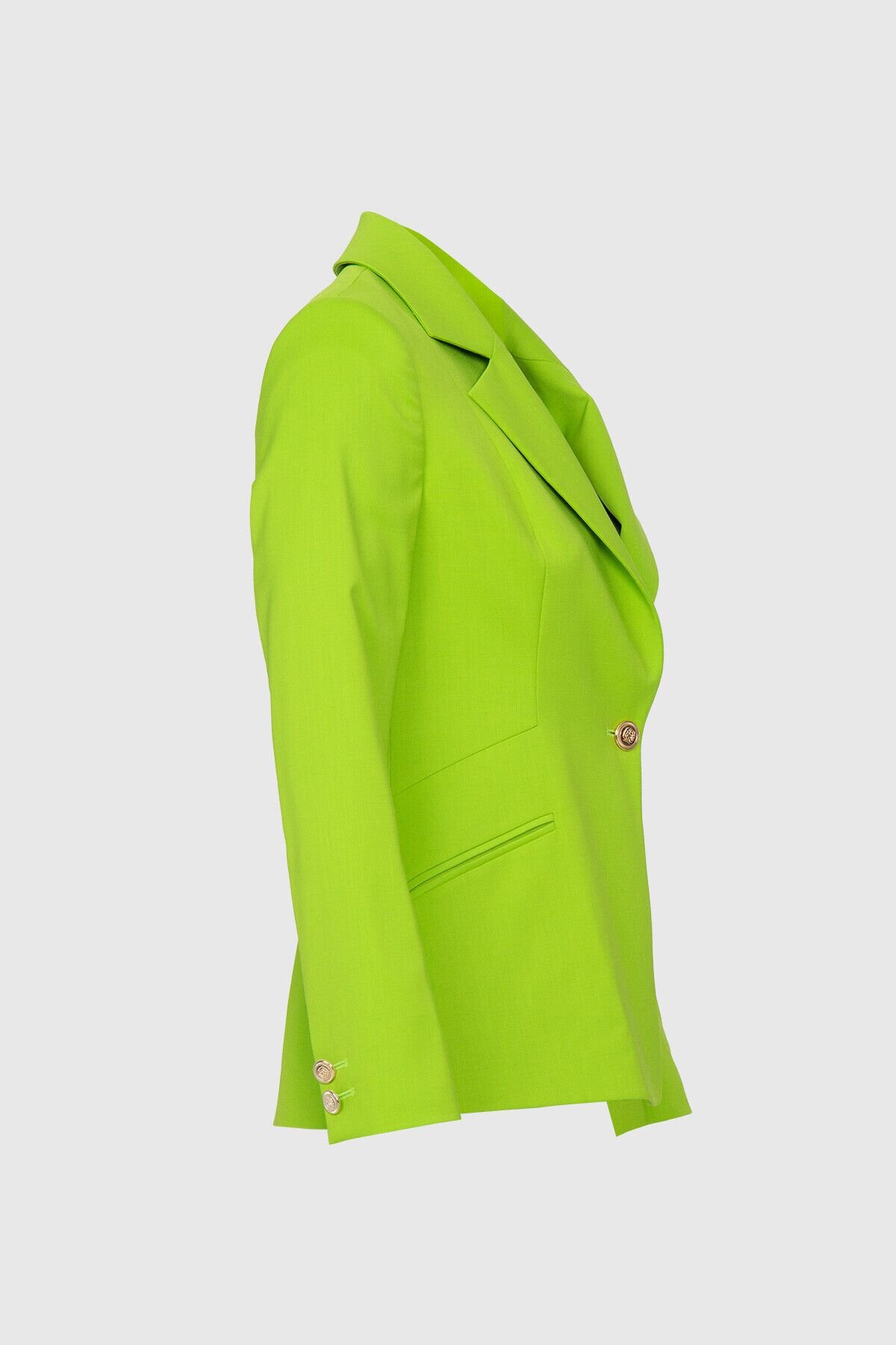 Fit Kesim Blazer Tek Düğmeli Yeşil Ceket