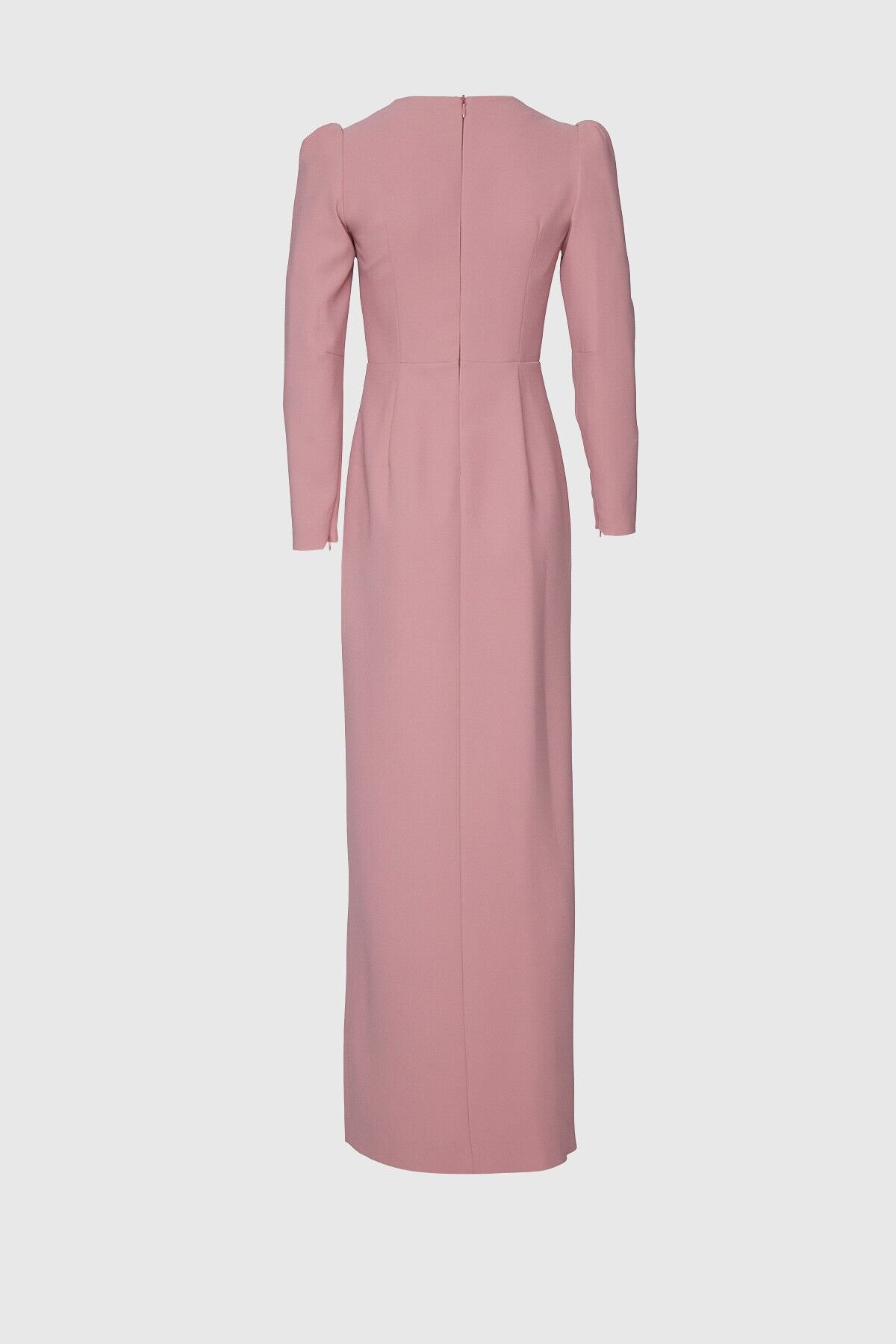 Stone Detailed Long Pink Dress