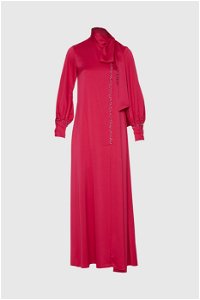  GIZIA - Neck Tie Detailed Long Pink Dress