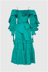 GIZIA - Low Sleeve Rope Strap Midi Green Dress