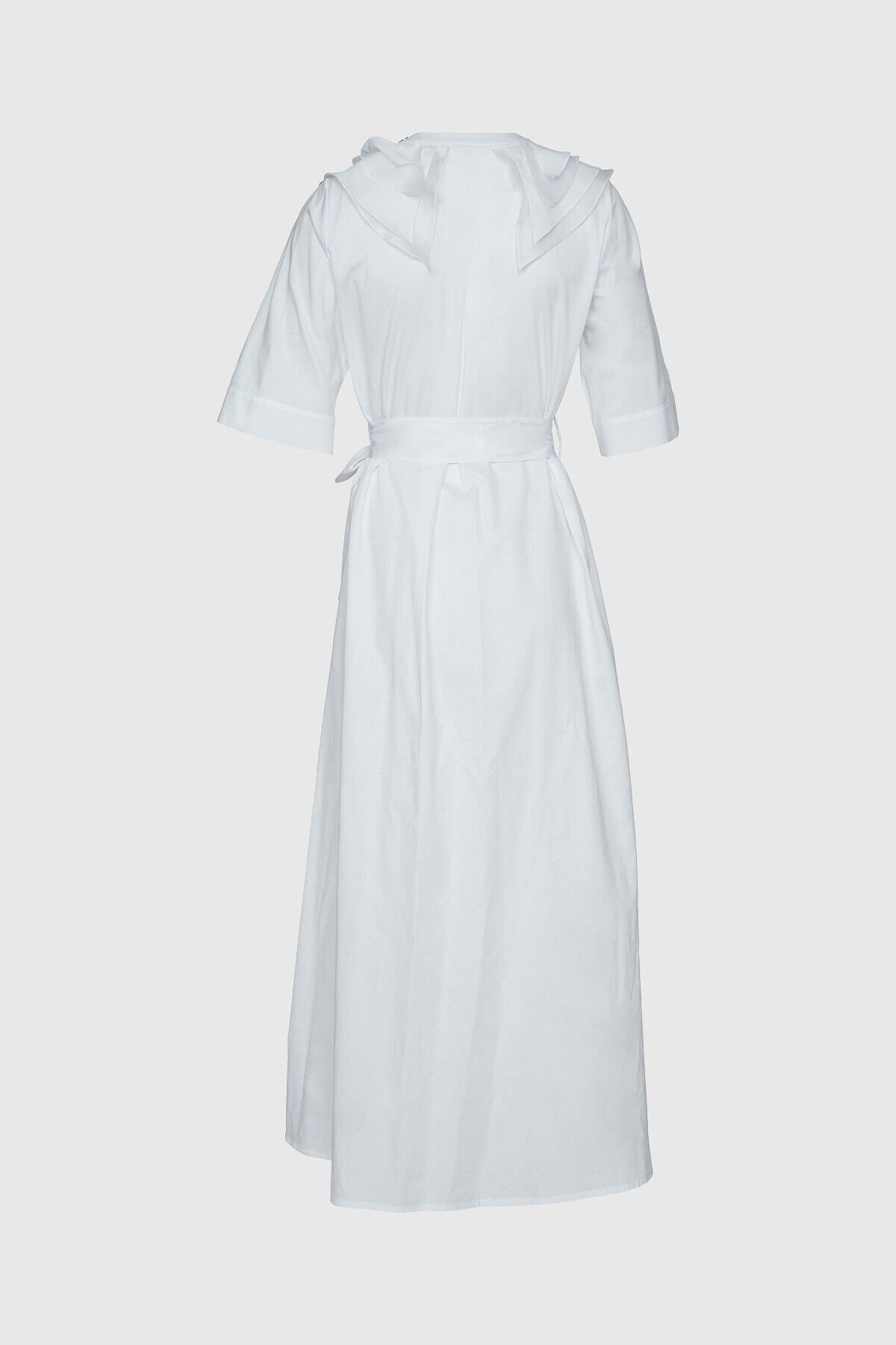 Stone And Waist Sash Tie Detailed Long White Dress