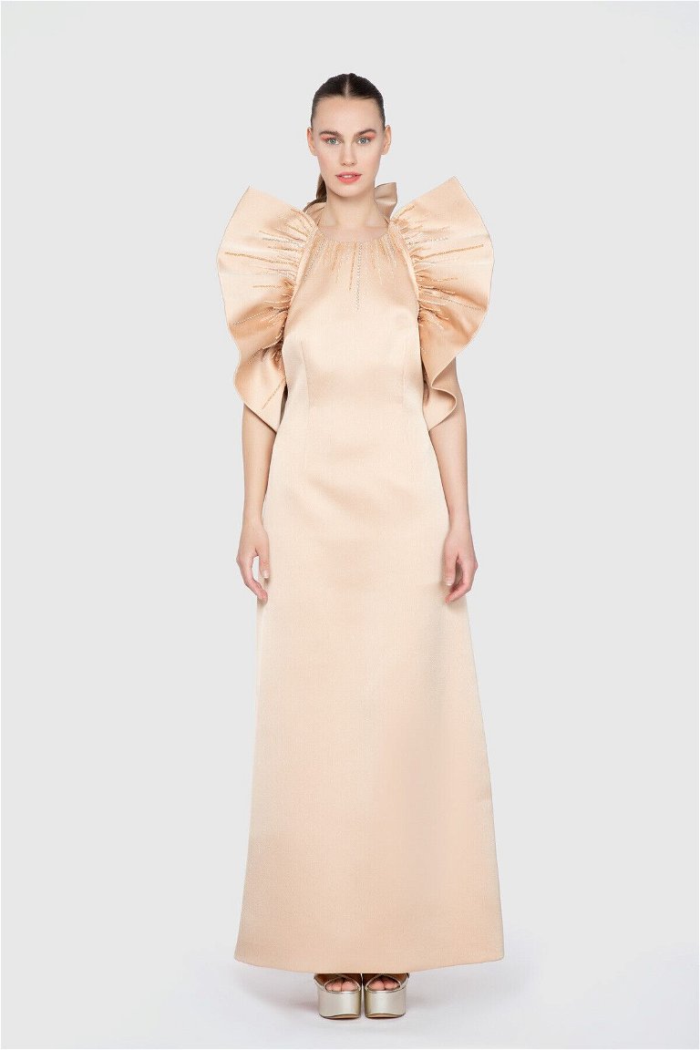 GIZIAGATE - A Form Long Dress With Voluminous Shoulders