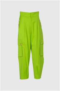  GIZIA - Metalik Düğme Detaylı Kargo Rahat Kesim Yeşil Pantolon
