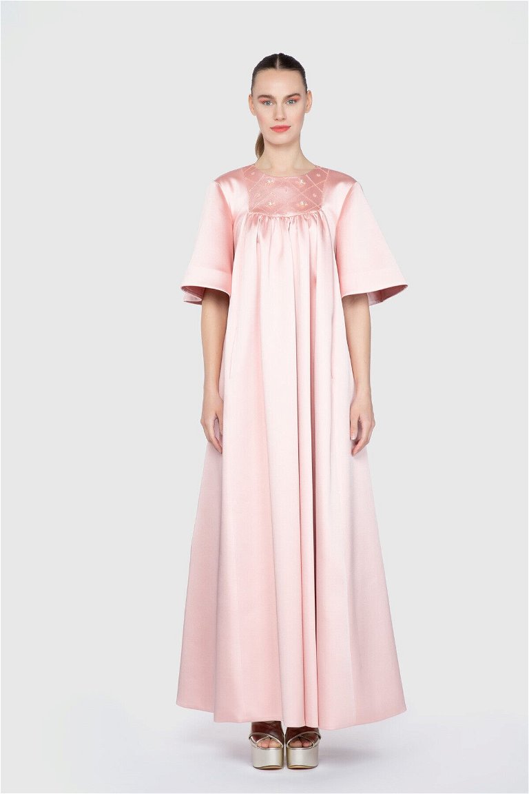 GIZIAGATE - Nihan Peker İşlemeli Godeli Uzun Tasarım Elbise