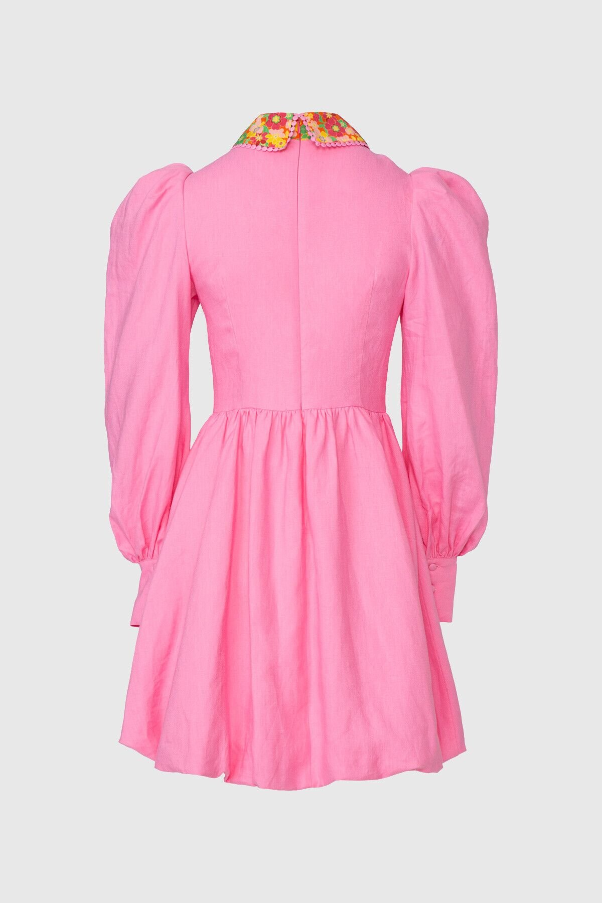 Pink Dress With Pattern Embroidered Collar