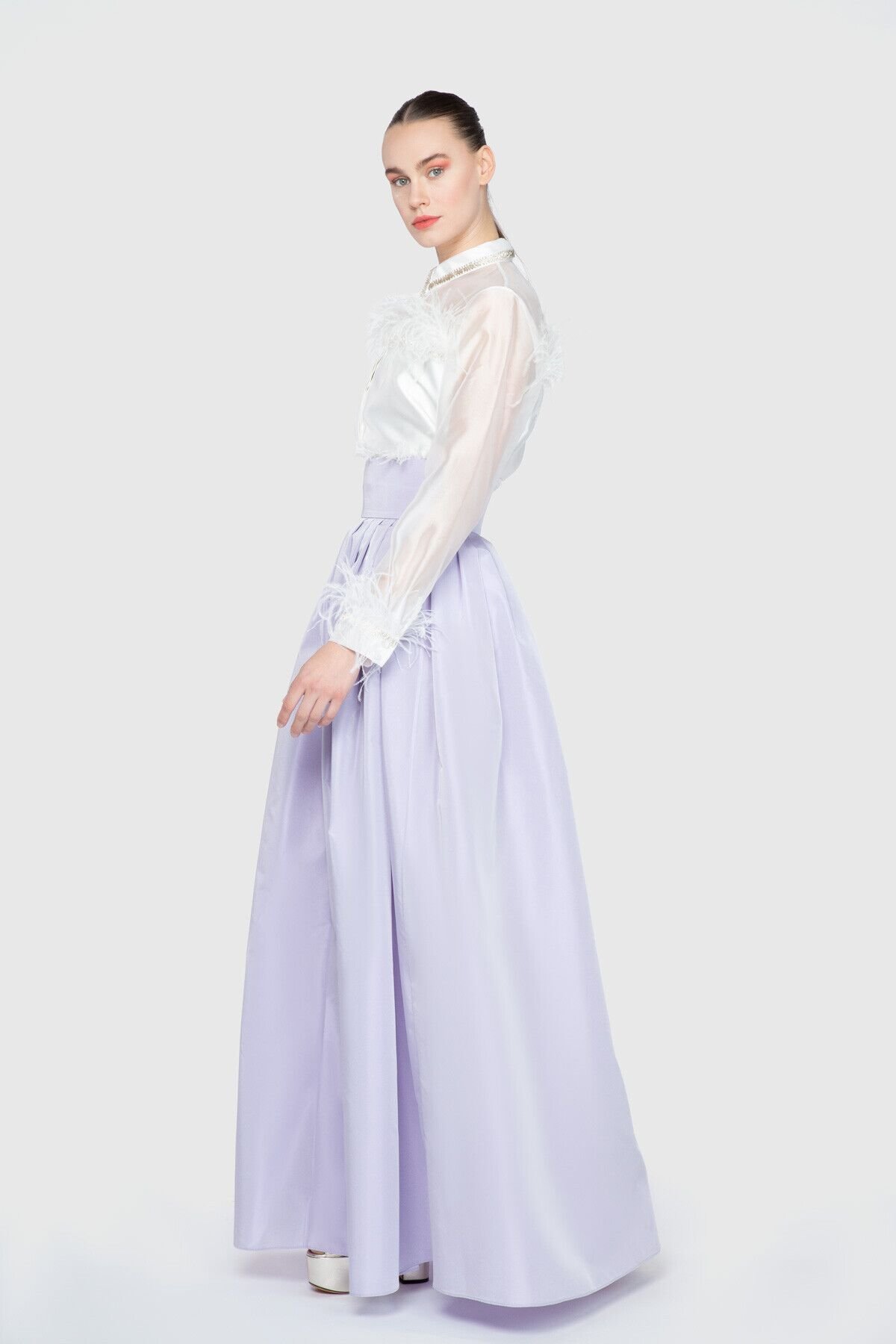 Pleat Detailed Long Skirt