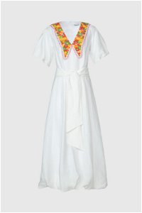 GIZIA - Floral Embroidered Detailed Ecru Dress