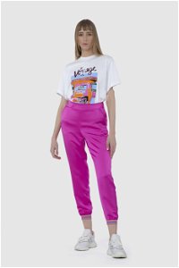 GIZIA SPORT - Elastic Strip Detail Carrot Pink Trousers 