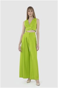 GIZIA - Pleat Detailed High Waist Green Trousers