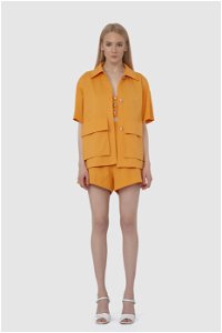 GIZIA - Oversize Metallic Buttoned Orange Jacket