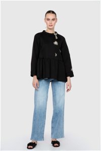  GIZIAGATE - Embroidered Detailed Godeli Black Blouse