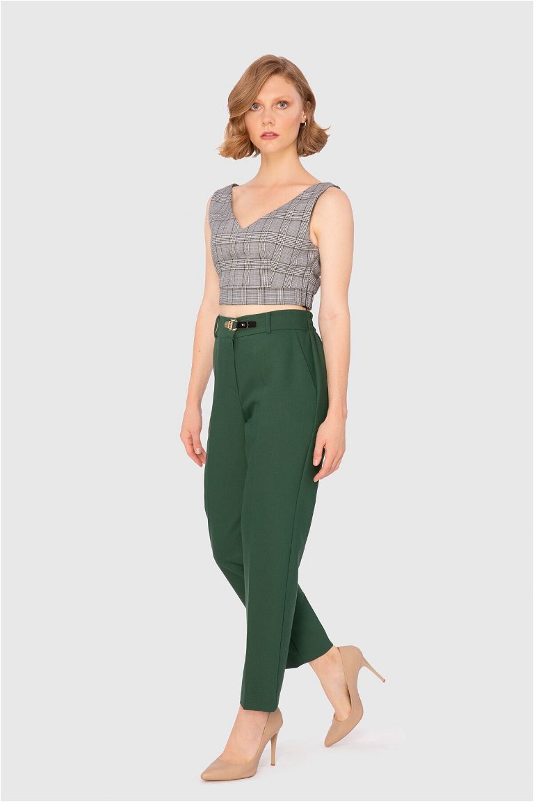 KIWE - Metal Leather Accessories Pocket Carrot Green Trousers