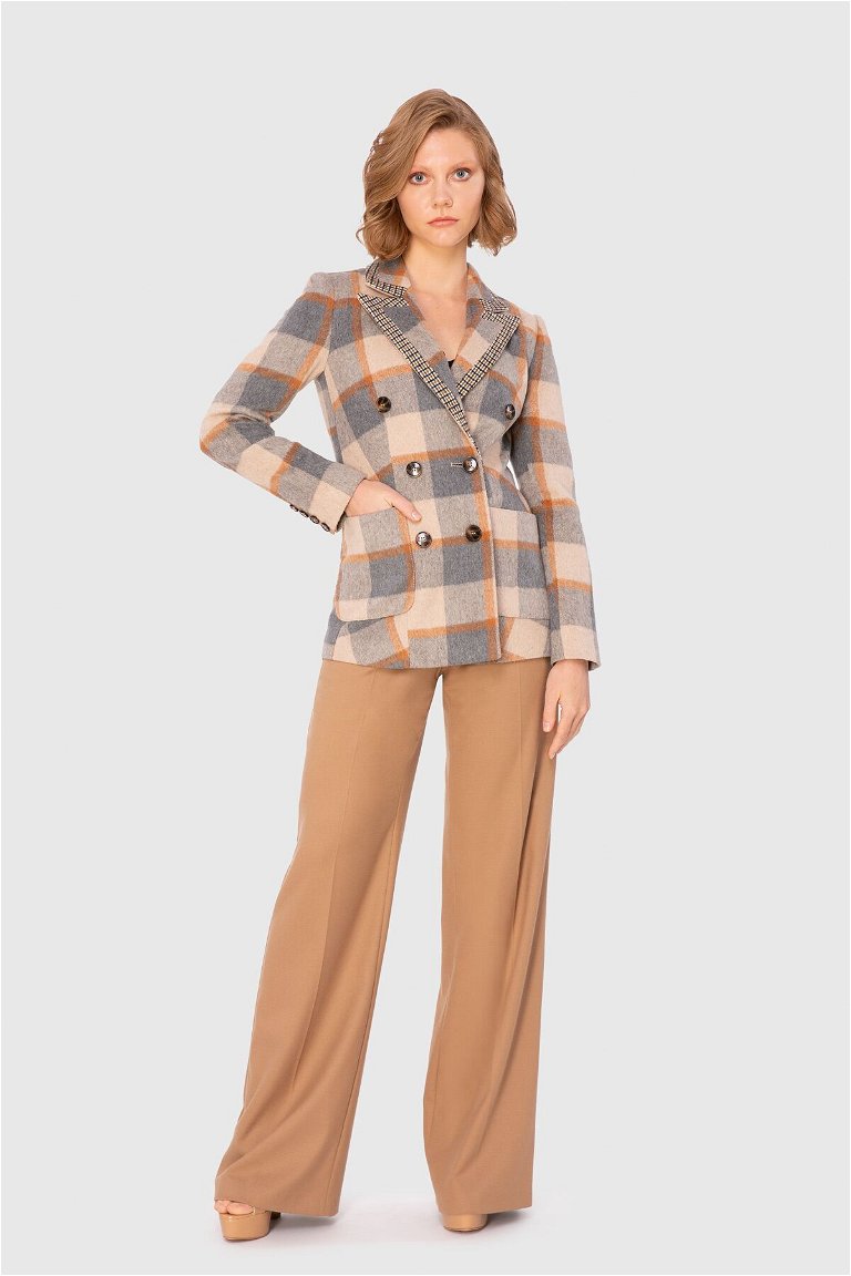 4G CLASSIC - Ekose Desenli İki Kumaşlı Kahverengi Takım Elbise