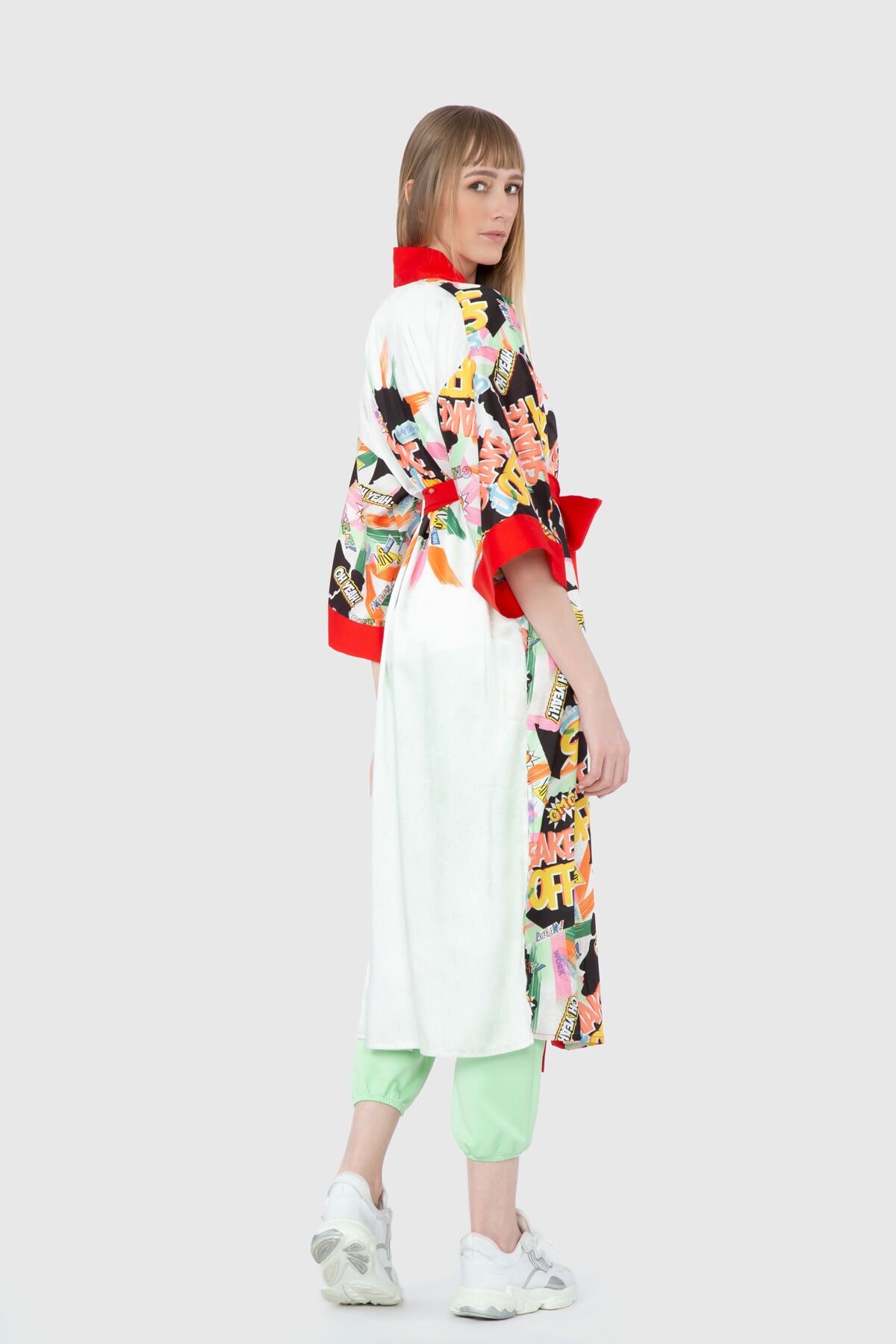 Patterned Satin Kimono