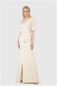 GIZIA - Embroidered Detailed Elegant Beige Evening Dress