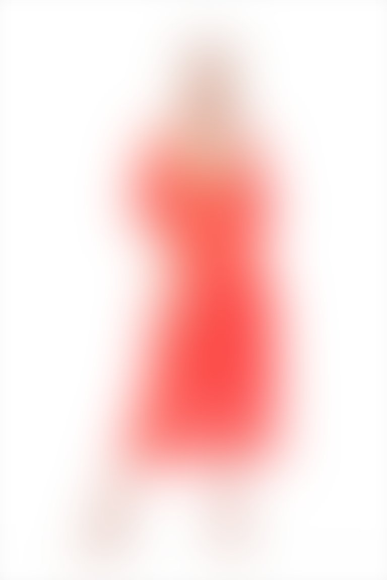 V Neck Ruffle Detailed Midi Red Dress
