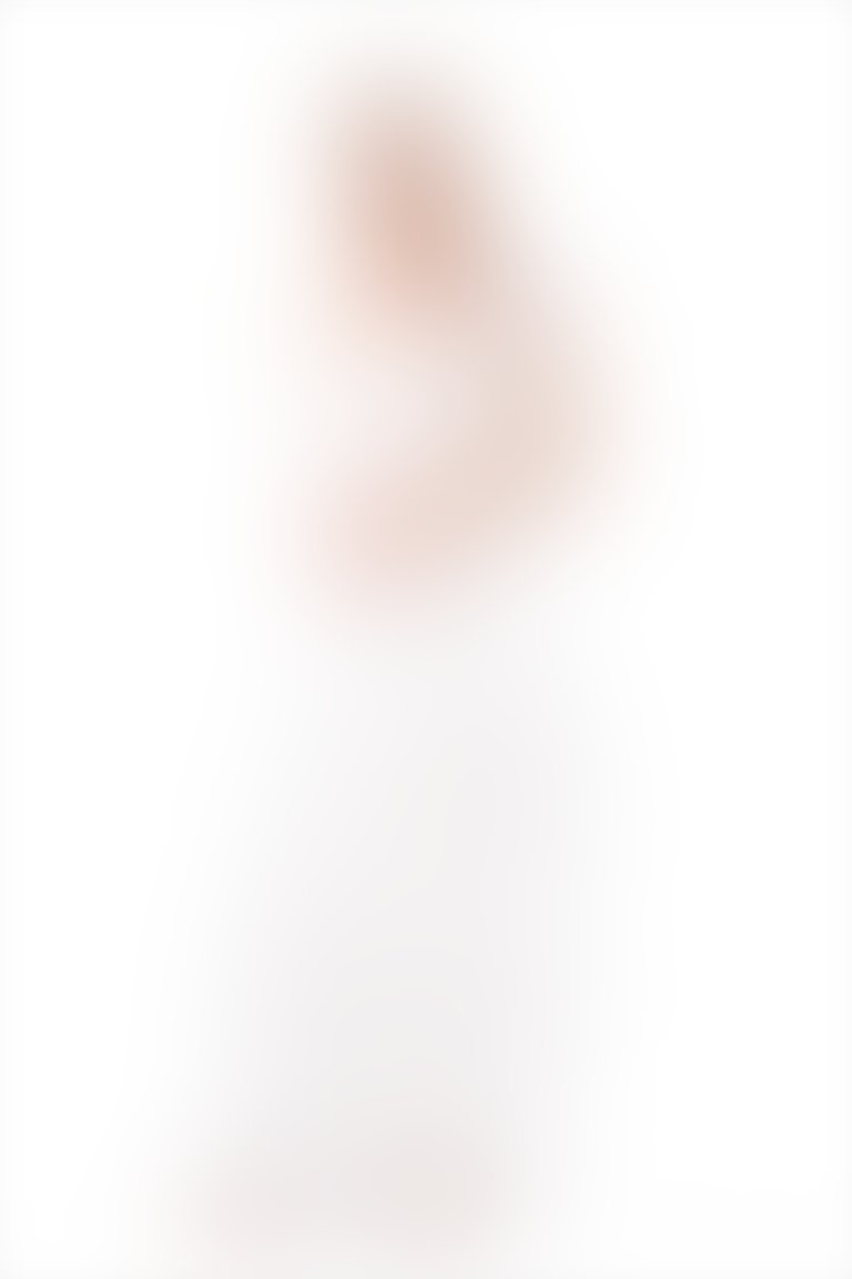 Kat Kat Fırfır Detaylı İşlemeli Uzun Ekru Abiye Elbise