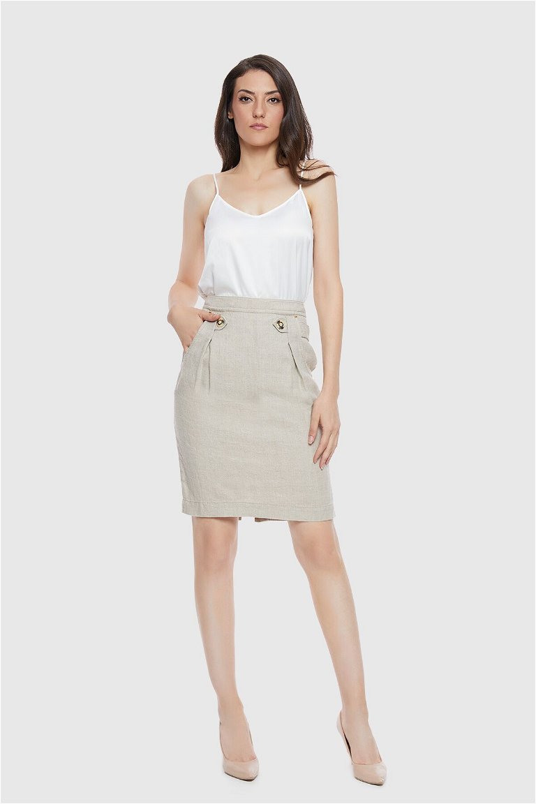  GIZIA - Zipper And Pocket Detailed Mini Gray Skirt