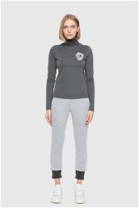 GIZIA SPORT - Knitwear Turtleneck Detailed Embroidered Gray Top