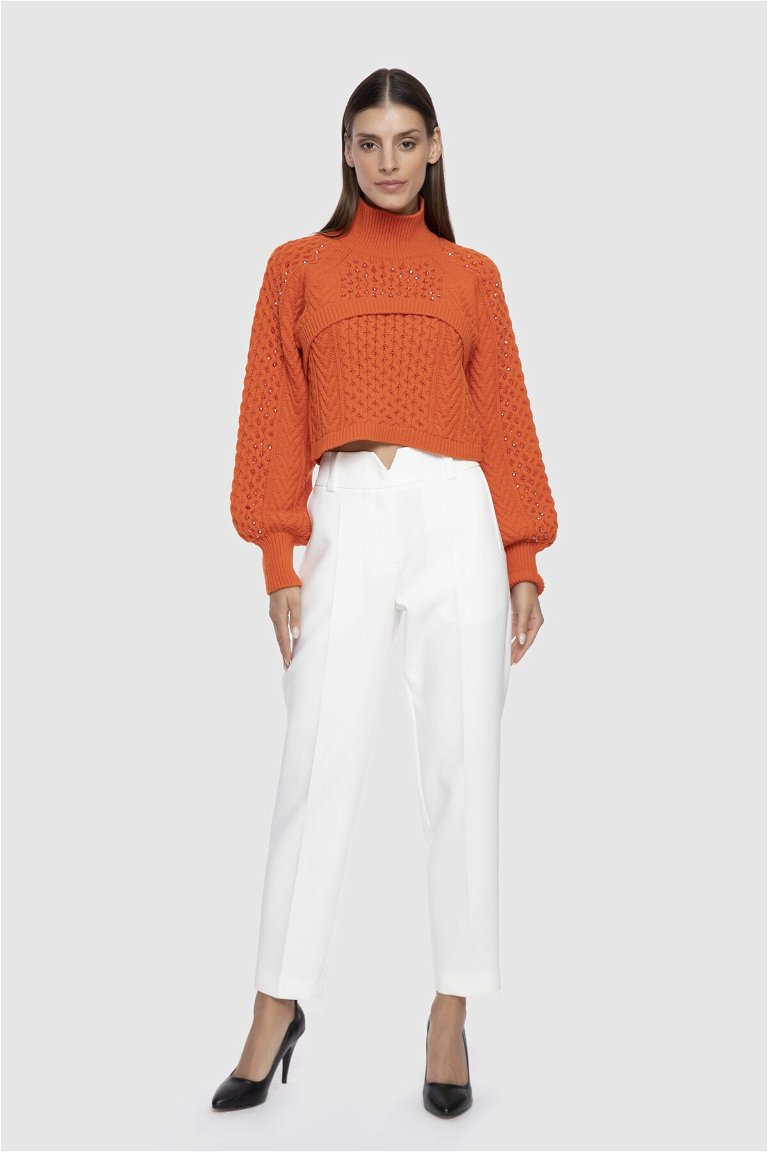 GIZIA - Two Piece Bead Embroidered Orange Knitwear Sweater