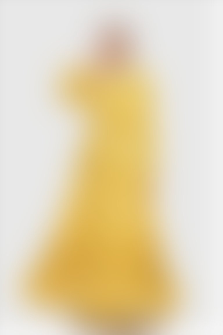 GIZIA - فستان أصفر طويل منقط مزين بحزام