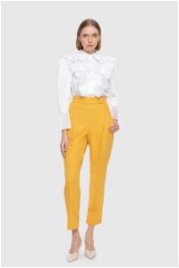 GIZIA - Wool Fabric High Waist Yellow Carrot Trousers 