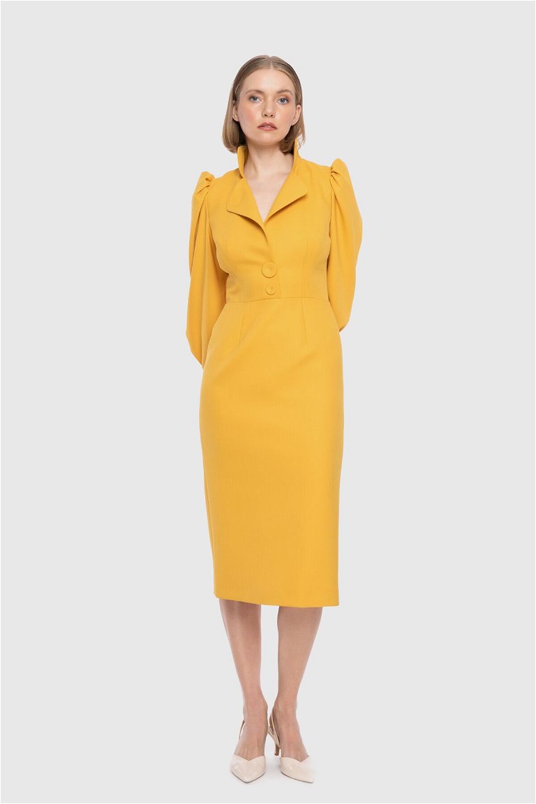 GIZIA - Midi Length Classic Cocktail Dress with Voluminous Sleeves