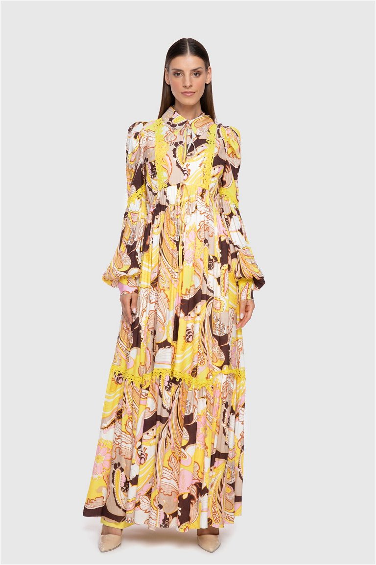 GIZIA - With Skirts Pleated Patterned Long Dress
