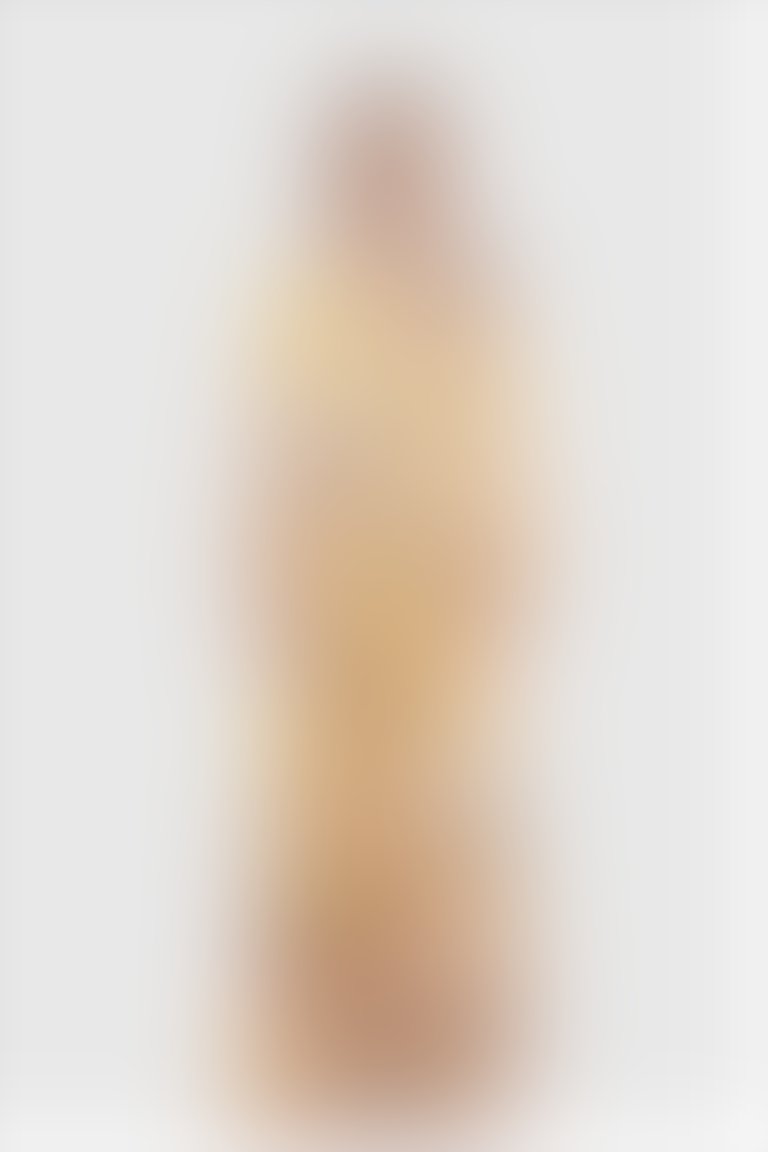GIZIA - Önden Düğme Detaylı Desenli Uzun Elbise