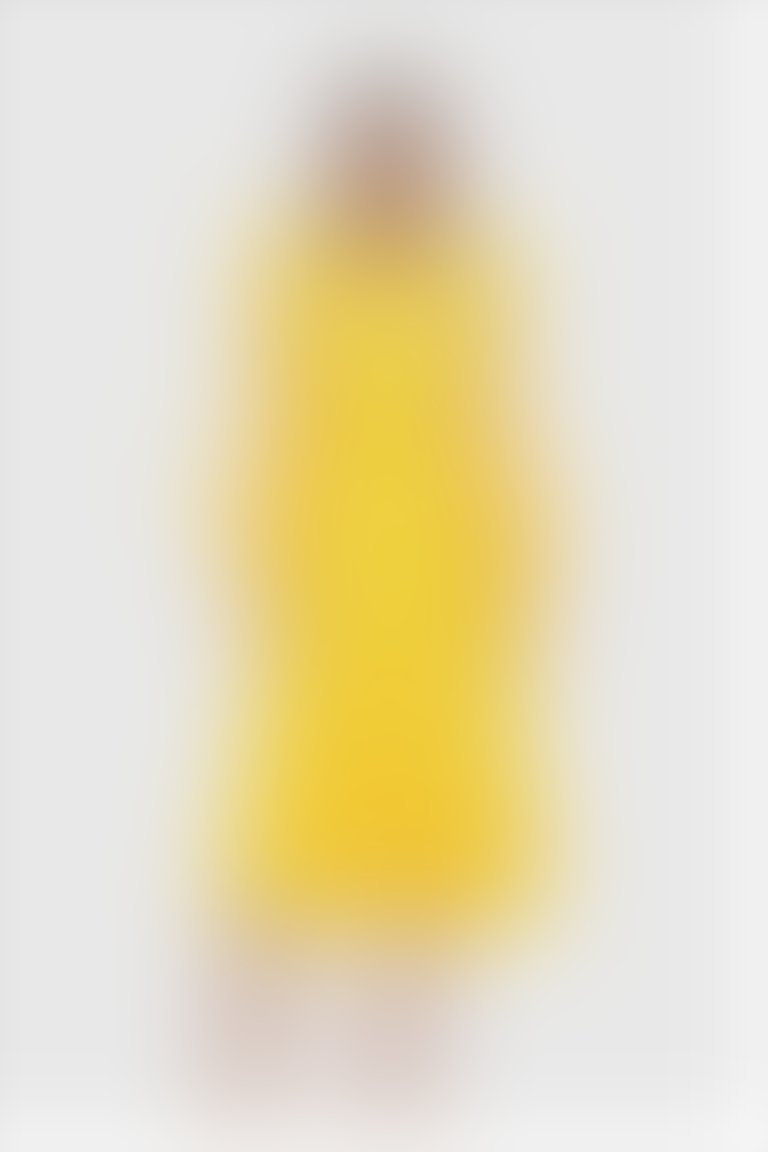 GIZIA - Kolları Tül Detaylı Sarı Midi Elbise