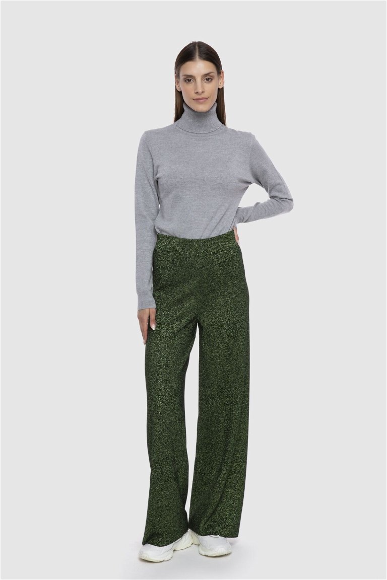 GIZIA - Yüksel Bel Bol Paça Yeşil Pantolon