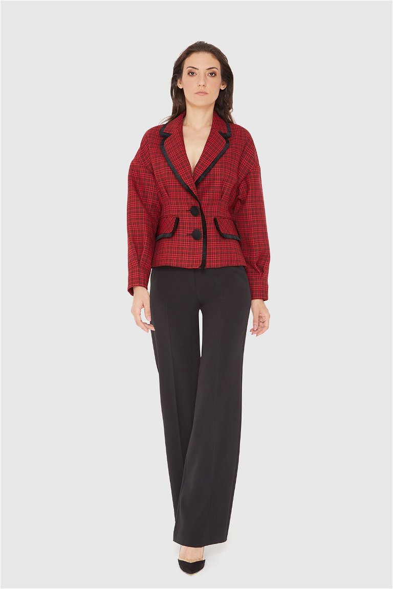 4G CLASSIC - Red Suit with Plaid Palazzo Pants