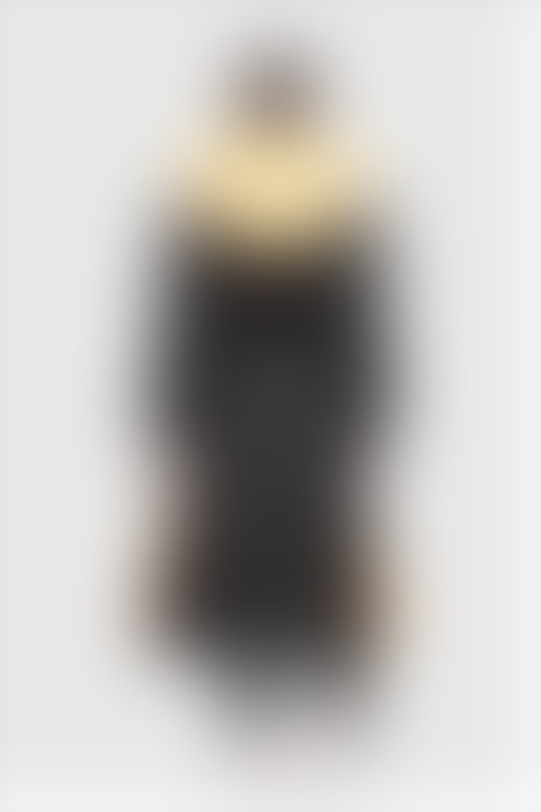 Belt Tie Detailed Long Black Inflatable Coat