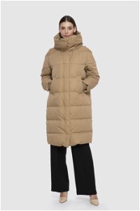 GIZIA - Hooded Midi-Length Brown Puffer Coat