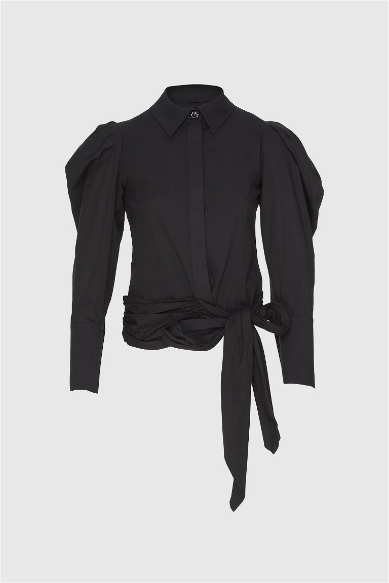 GIZIA - Bağlama Detaylı Siyah Gömlek