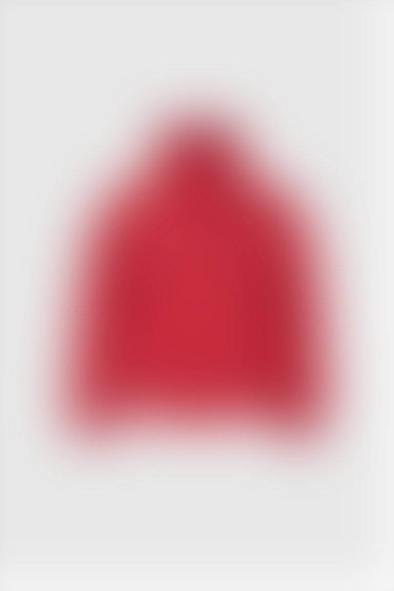 Arkası Nakışlı Triko Bantlı Kısa Kırmızı Şişme Mont