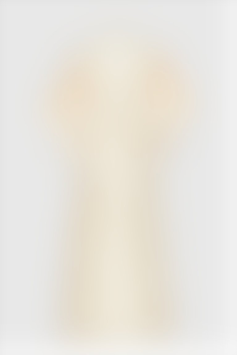 Boğazlı Taş İşleme Detaylı Uzun Somon Renk Abiye Elbise