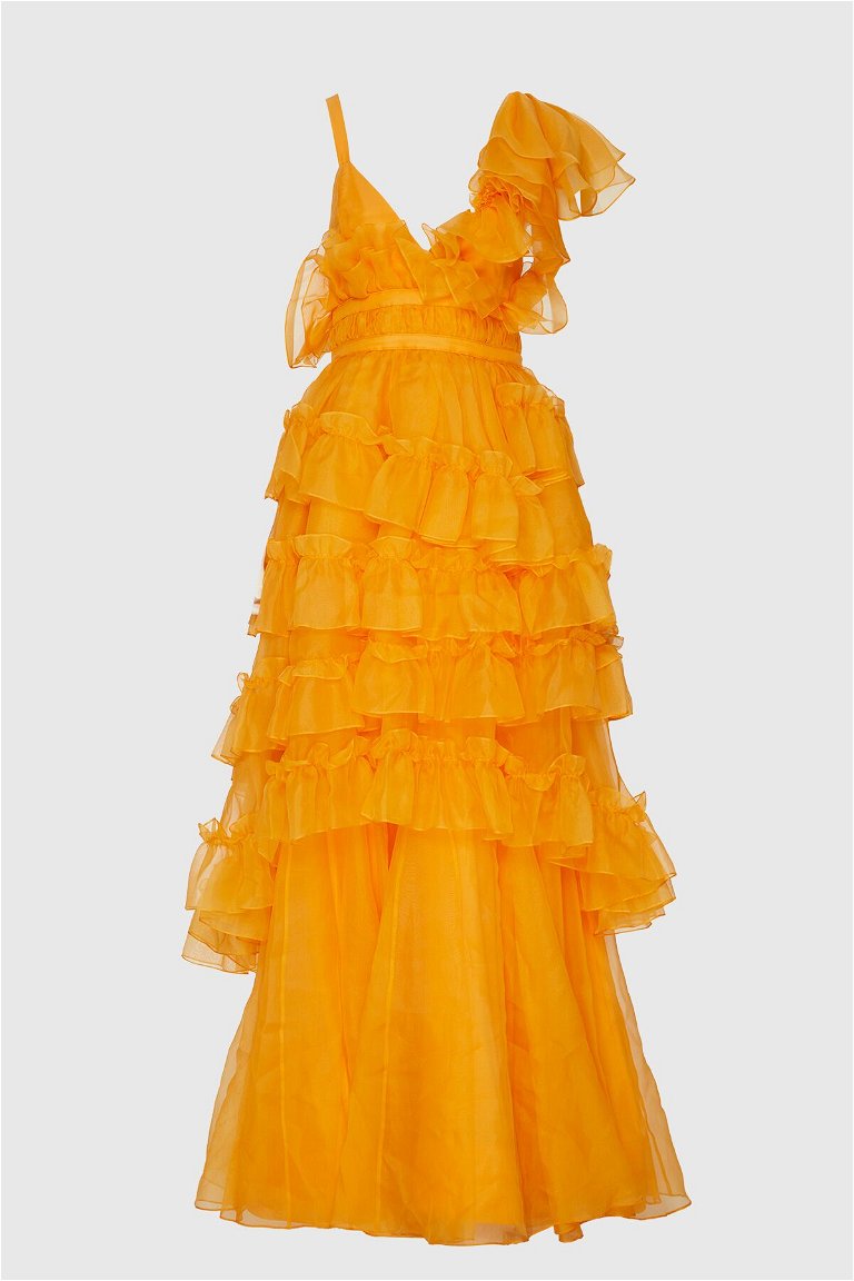 GIZIA - Frilly Yellow Evening Dress