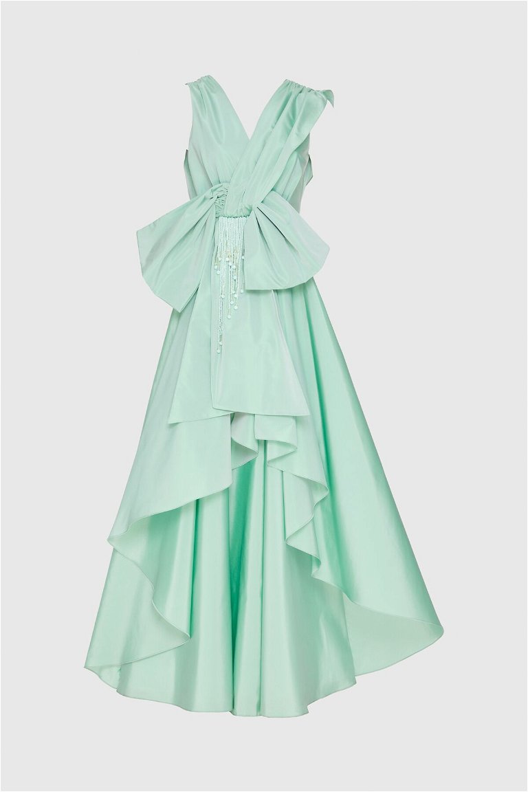 GIZIA - With Bow Tie Detailed Front Short Back Long Mint Evening Dress