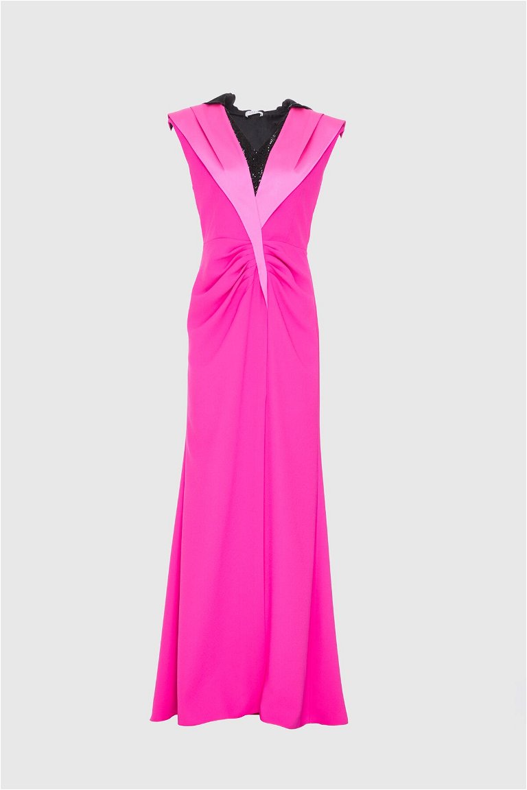 GIZIA - V Neck Pink Evening Dress